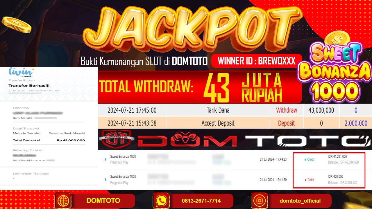 JACKPOT SLOT BONANZA 1000 21 JULI 2024